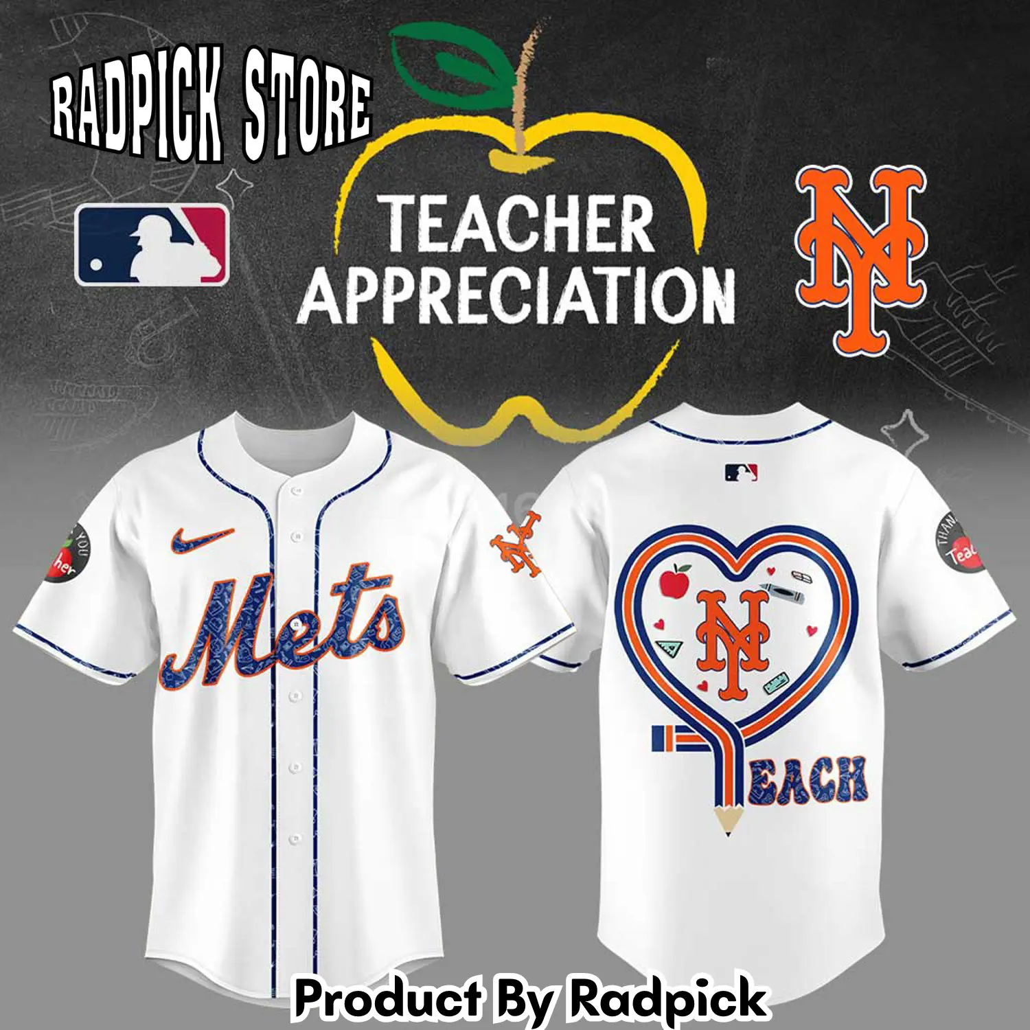 Radpick new york mets teacher appreciation baseball jersey rp127246